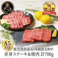 【鹿児島県産】A5 黒毛和牛 赤身ステーキ300g & 赤身焼肉400g