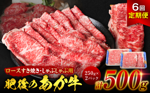 【定期便6回】肥後のあか牛 ロースすき焼き しゃぶしゃぶ 500g(250g×2) 1238688 - 熊本県八代市