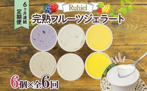 ◆6ヶ月連続定期便◆Ruhiel（ルヒエル）の完熟フルーツジェラート 6個セット スイーツ デザート