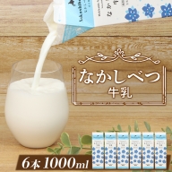 北海道なかしべつ牛乳 1L×６本【1402601】