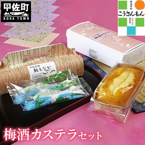 【甲佐ブランド】 梅酒カステラセット 【こうさんもん認定商品】- カステラ もなか 最中 モナカ 梅酒カステラ 大人の味 詰め合わせ セット ご当地 お土産 お菓子 熊本県 甲佐町 124333 - 熊本県甲佐町