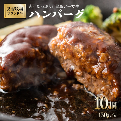ハンバーグ 牛肉 100% 黒島 アーサ牛 150g×10個 セット 1244204 - 沖縄県竹富町