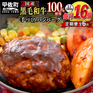 【毎月お届け】黒毛和牛　ハンバーグ　１５０ｇ×１6個（定期便6ヶ月コース）- ハンバーグ おべんとう お弁当 おかず 個包装 小分け 人気 黒毛和牛 牛肉100％ 冷凍 国産 おすすめ 和牛 お取り寄せ 焼くだけ 熊本県産 熊本産 国内産 国産牛 総菜 定期便 6ヶ月 甲佐町【価格改定】