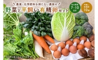 6月発送　農薬・化学肥料を持たない農家の野菜（7～10種類）と 平飼有精卵のセット mi0036-0017-06