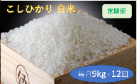 定期便 12回 こだわり コシヒカリ 白米 9kg / お米 定期便 精米 厳選 米 ごはん ご飯 産地直送