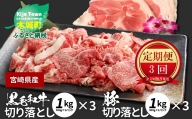 牛肉＆豚肉切り落としセット【3か月定期便】 K16_T004