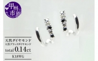 ピアス 天然 ダイヤモンド ブラック ダイヤモンド 0.14ct ペア フープ SIクラス【K18WG】P-06（KRP）G66-1412