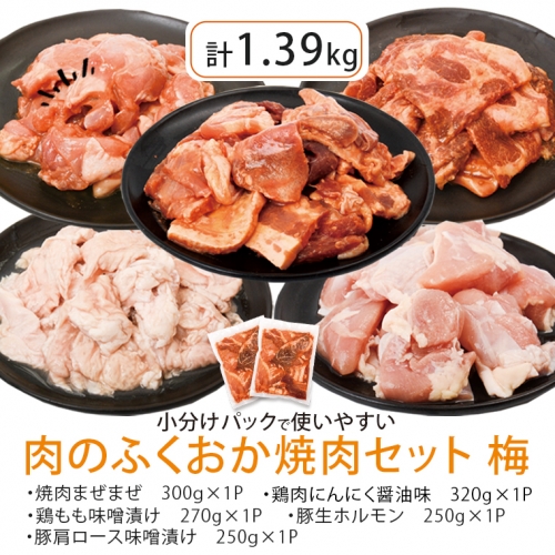 肉のふくおか 焼肉セット(梅) (全5種類・計約1.39kg) 1253521 - 鹿児島県肝付町