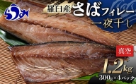 羅臼産 さばフィレー 一夜干し 1.2kg(300g×4パック) サバ 鯖 フィレ 切り身 切身 魚 魚介 海鮮 焼き魚 北海道 F22M-272