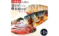 【ご家庭用訳あり】人気の塩さばフィレ＆紅鮭切身セット計1kg/ 和歌山 魚 さば 鮭