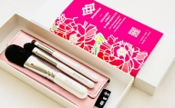 熊野化粧筆　パールホワイト３本＆ケース（ピンク）