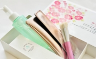 熊野化粧筆　ファンデブラシ小（ケース付）と筆シャンセット　ピンク