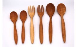 【ふるさと納税】北海道産 天然木の手づくり カトラリー 6本セット（かばの木）【受注生産】 《厚真町》【木工房TANAKA】 スプーン フォ