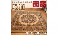 絨毯 ラグマット 2畳 正方形 200×200 洗える 厚手 キャニオン ベージュ【1253844】