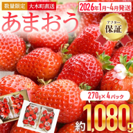 【アフター保証】いちご あまおう 大木町 約270g×4パック 合計1080g 【2026年1月～4月に順次出荷予定】 CB223