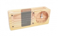 Ｂ－５５ 日田杉 万年カレンダー付 置時計 無垢材 時計 インテリア カレンダー