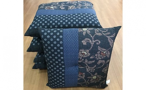 日本製座布団万葉５枚組（55×59）（ブルー）　AA230 127232 - 福岡県大木町