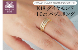 k18ダイヤモンド1.0ctパヴェリング。ダイヤモンドのラインに地金のラインを組み合わせ、シャープな印象のデザインに仕上げました。パヴェの上品さと高級感をあわせもった素敵なリングです。普段使いにも、フ