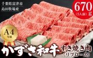 富津市産「かずさ和牛」すき焼き肉（リブロース）670g／5人前【KSS-67】