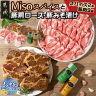 【お中元】Misoスパイス2本と豚肩ロース・豚みそ漬け9袋セット_AO-F201-SG
