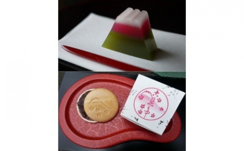 0010−18−12　華月　和菓子セット１　：富士山羊羹「抹茶」または「小倉」選択 128363 - 静岡県富士宮市