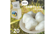 0030-18-06　【無洗米】白糸産コシヒカリ　2合（300g）×20個