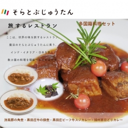 &starf;【五つ星ひょうご選定カレー入り】多国籍料理４種セット&starf; 兵庫県が選定した『五つ星ひょうご』の「黒田庄ビーフ牛スジカレー」×２「播州百日どりカレー」×2の2種類