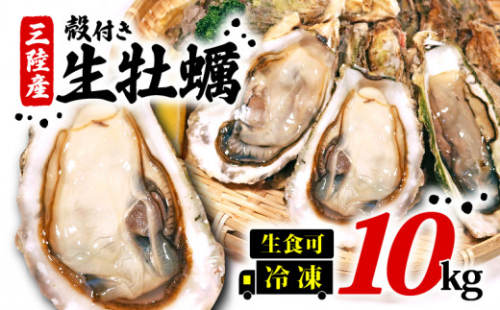 岩手県産冷凍殻付き牡蠣（生食可）10kg(180～230g）殻付 殻付き 生食 冷凍 殻付き 生食用 三陸 三陸産 大船渡