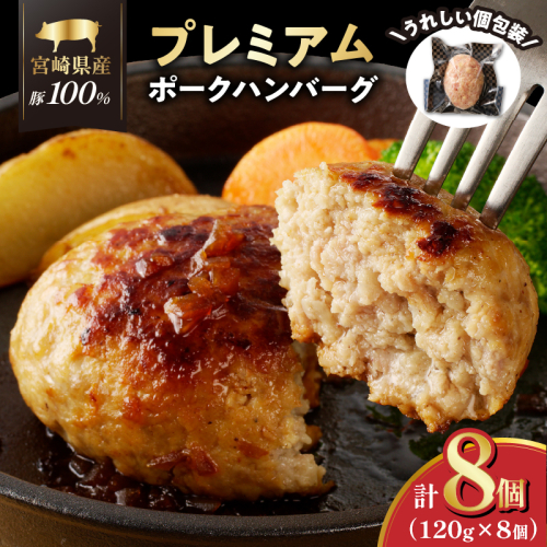 宮崎県産豚プレミアムハンバーグ(計8個) 肉 豚肉 加工品 惣菜 国産_T001-0091 1294346 - 宮崎県都農町