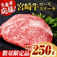 《数量限定》宮崎牛ロースステーキ 1枚 (250g)【 生産者応援 肉 牛 牛肉 国産 黒毛和牛 ロース ステーキ 】