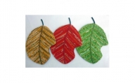 南部裂織(なんぶさきおり) 木の葉のコースター 3色セット【1417588】