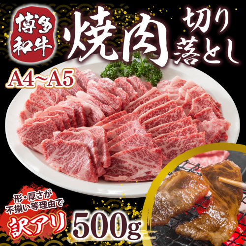 訳あり 【A4～A5】博多和牛 焼肉 切り落とし 肩ロース バラ 500g [MEAT PLUS 福岡県 宇美町 um40azp010029] 牛肉 肉 和牛 肩肉 バラ肉 焼き肉 1296833 - 福岡県宇美町