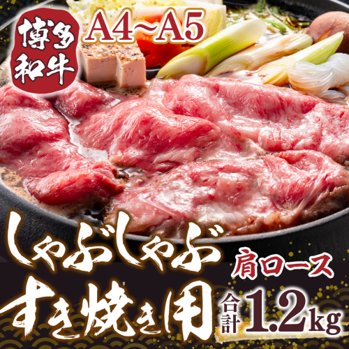 【A4～A5】博多和牛肩ロースしゃぶすき焼き用　1.2ｋｇ（600ｇ×2ｐ）	DX050 1296845 - 福岡県宇美町