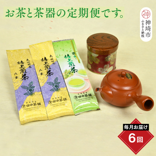【毎月お届け6回】特上煎茶八重2本と季節のお茶1本(合計100g×3本) 【佐賀県産 銘茶 嬉野茶 知覧茶 まろやか コク 香り お徳用 定期便】(H047104) 129865 - 佐賀県神埼市