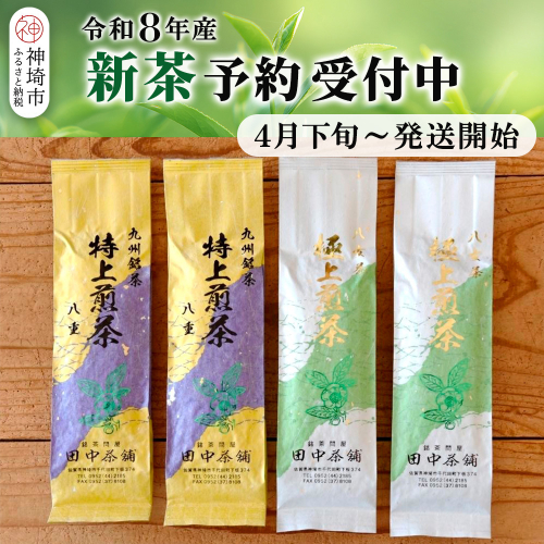 【新茶受付中4月末～発送開始】「極上煎茶」2本・「特上煎茶」八重2本飲み比べセット【佐賀県産 銘茶 嬉野茶 知覧茶 まろやか コク 香り】(H047122) 130034 - 佐賀県神埼市