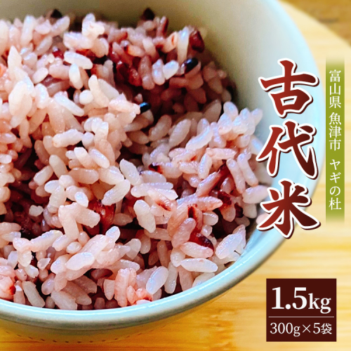 古代米（玄米）1.5kg（300g×5袋） 富山県 ヤギの杜 魚津市 ｜こめ コメ お米 おこめ 黒米 赤米 緑米 ビタミン びたみん ミネラル みねらる 伏流水 自慢 富山 魚津※北海道・沖縄・離島への配送不可 1306388 - 富山県魚津市