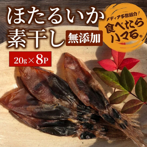 ほたるいか 素干し 160g (20g×8袋 )セット | 全国水産加工業協同組合連行会会長賞受賞 浜浦水産 おつまみ つまみ 珍味 いか イカ 干物 ひもの 魚介 魚介類 海鮮　※北海道、沖縄、離島への配送不可 1306490 - 富山県魚津市