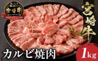 【8月発送】宮崎牛 カルビ焼肉 (500g×2) 合計1kg_M243-010-aug