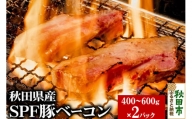 秋田県産 SPF豚ベーコン 400～600g×2パック