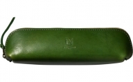 本革バゲットペンケース　フィーユ(緑色)