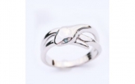 幸運のシンボル　ブルーダイヤモンドの白蛇リング　15号　659-879-15【1490506】