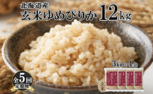 定期便 5ヵ月連続5回 北海道産 ゆめぴりか 玄米 12kg 米 特A 獲得 小分け お米 12キロ 3kg × 4袋 北海道米 お取り寄せ ブランド米 道産 ごはん ようてい農業協同組合 ホクレン 送料無料 北海道 倶知安町 1314046 - 北海道倶知安町