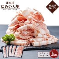 【北海道ブランド豚】「ゆめの大地」 豚バラスライス 200g×5パック【27004】