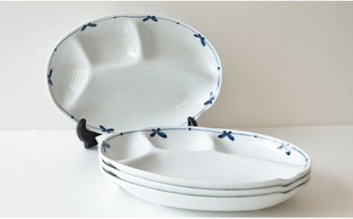 有田焼 ヘルシー 花つなぎ 仕切り皿 4枚セット【東洋セラミックス】食器 器 うつわ 皿 食器セット プレート ワンプレート 市きりプレート 手描き かわいい 電子レンジ対応 A24-4 131662 - 佐賀県有田町