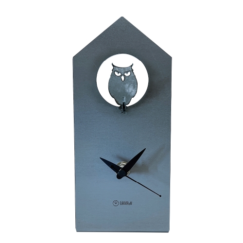 GRAVIRoN Bird Clock ミミズク 酸洗鉄（置き時計）195×85×92mm 390g 131763 - 愛知県幸田町