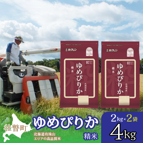 【新米】【令和7年産】（精米4kg）ホクレンゆめぴりか（精米2kg×2袋） SBTD025 1318353 - 北海道壮瞥町