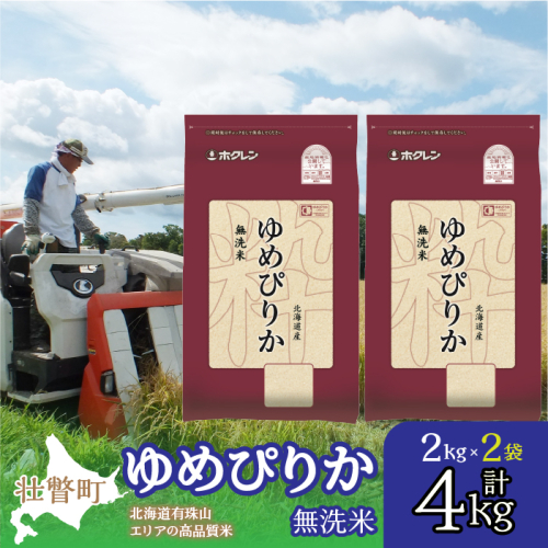 【新米】【令和7年産】（無洗米4kg）ホクレンゆめぴりか（無洗米2kg×2袋） SBTD049 1318411 - 北海道壮瞥町