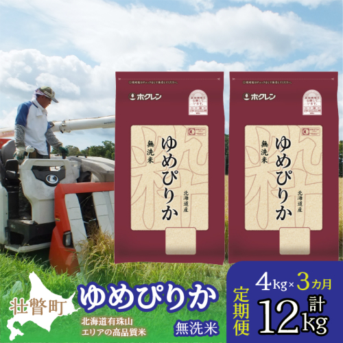 【新米】【令和7年産 3ヶ月定期配送】（無洗米4kg）ホクレンゆめぴりか（無洗米2kg×2袋） SBTD050 1318414 - 北海道壮瞥町
