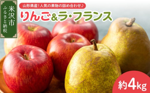 【先行予約】 令和8年産 りんご ＆ ラ・フランス 詰め合わせ セット 各 約2kg 計 約4kg サンふじ 西洋梨 2026年11月中旬～下旬頃 お届け予定 山形県 米沢市