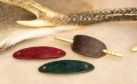 鹿革と真鍮のマジェステ3色セット（ヘアアクセサリー）かんざし 簪 革小物 レザー[R00593]